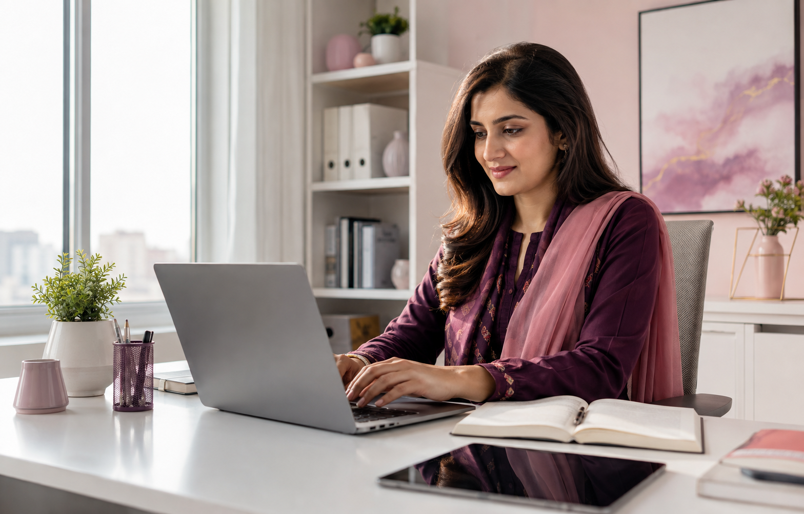 Professional Pakistani woman building digital career skills