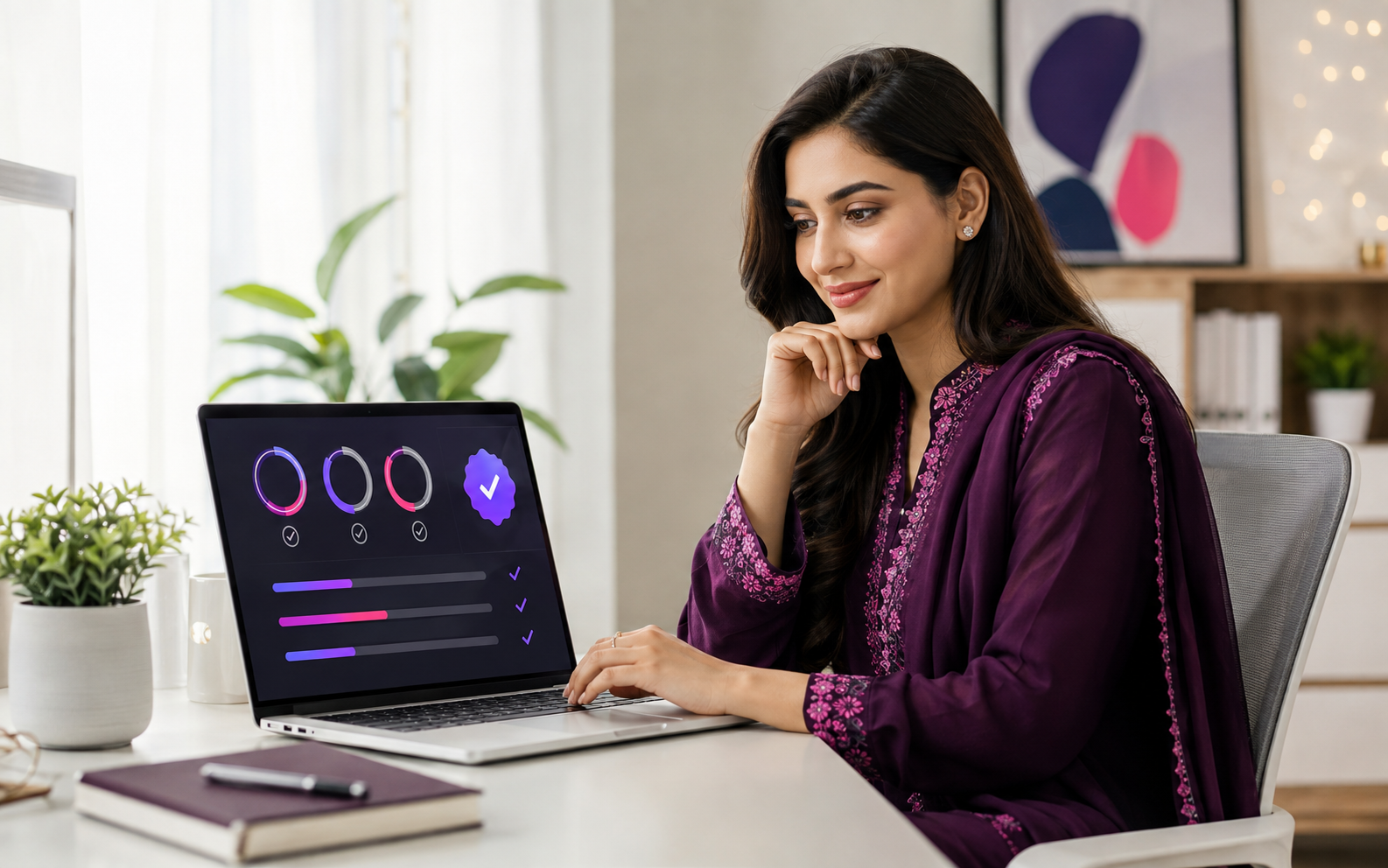 Professional member reviewing verified milestone progress